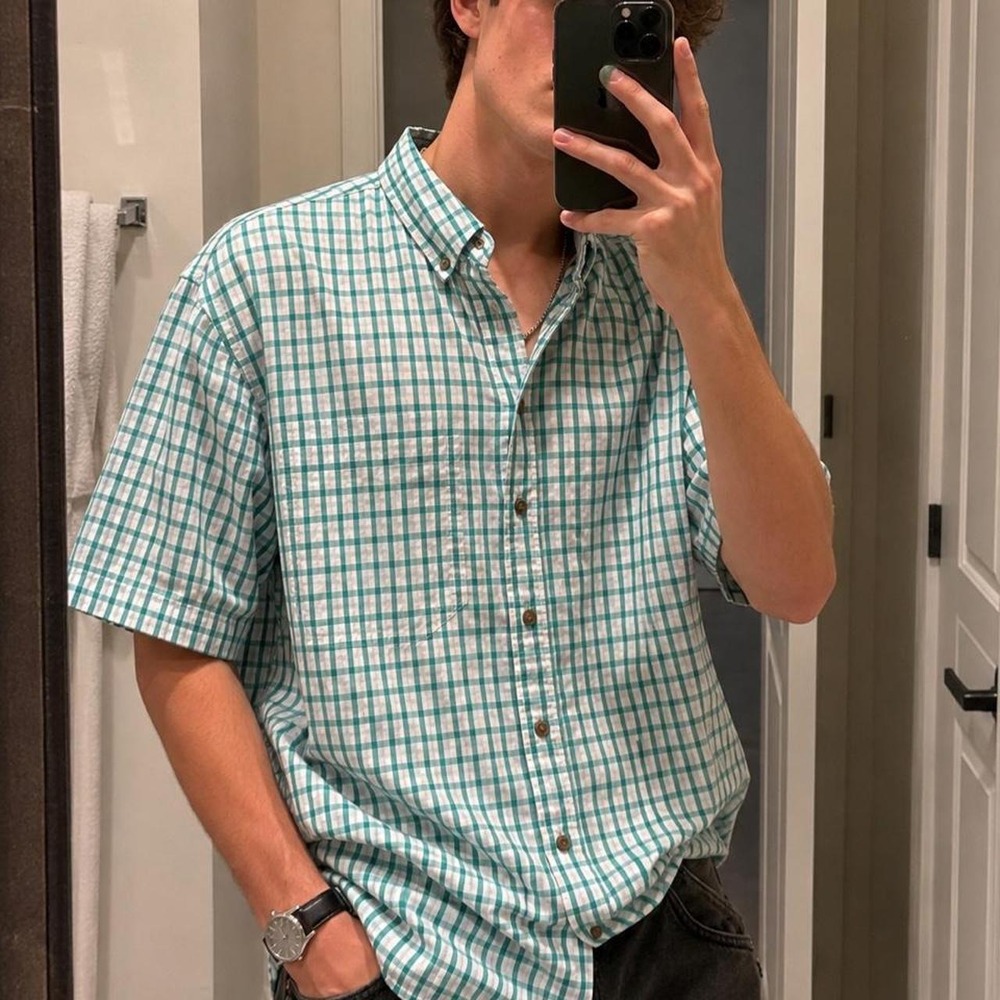 Harbor Bay Green Plaid Button-Up| 2XLT